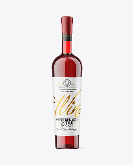 Clear Glass Red Wine Bottle Mockup