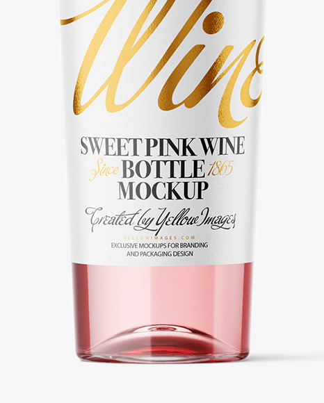 Clear Glass Pink Wine Bottle Mockup