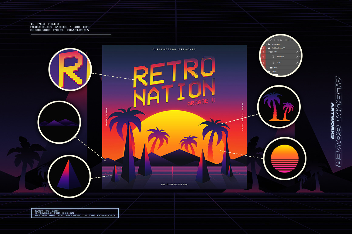 80s Retro Album Cover Design Bundle