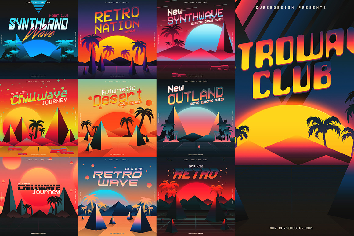 80s Retro Album Cover Design Bundle