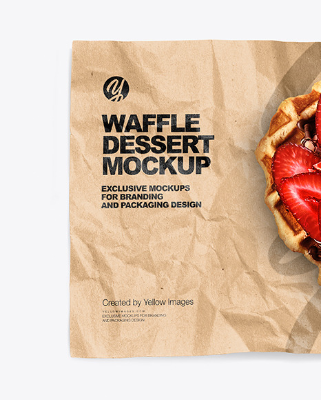 Paper Wrapper With Waffle Dessert Mockup