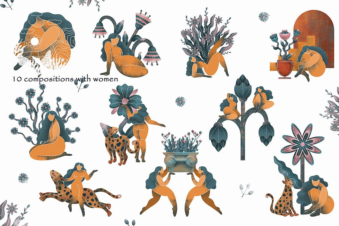 WOMEN&FLORALS ILLUSTRATIONS WOMEN&FLORALS ILLUSTRATIONS