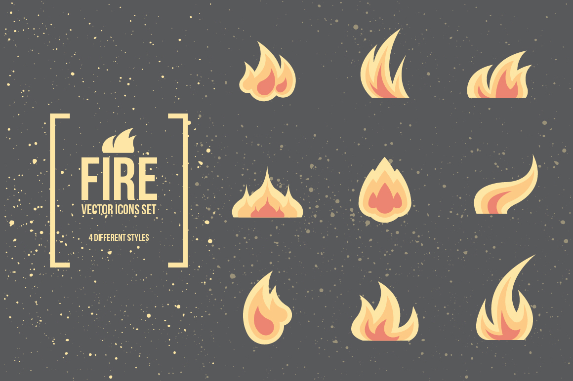 Fire and Flames. Vector Icons.