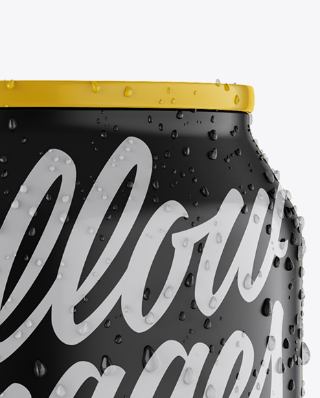 330ml Matte Aluminium Can W/ Condensation Mockup - Front View - Free