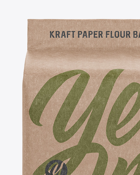 Kraft Paper Flour Bag Mockup - Halfside View (Eye-Level Shot)