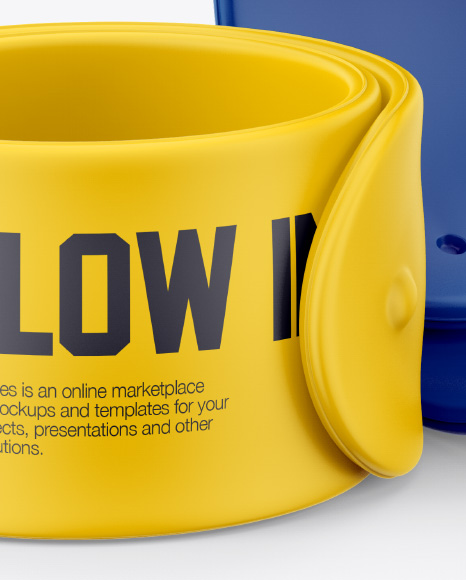 Two Rubber Slap Bracelets Mockup - Half Side View - Free Download