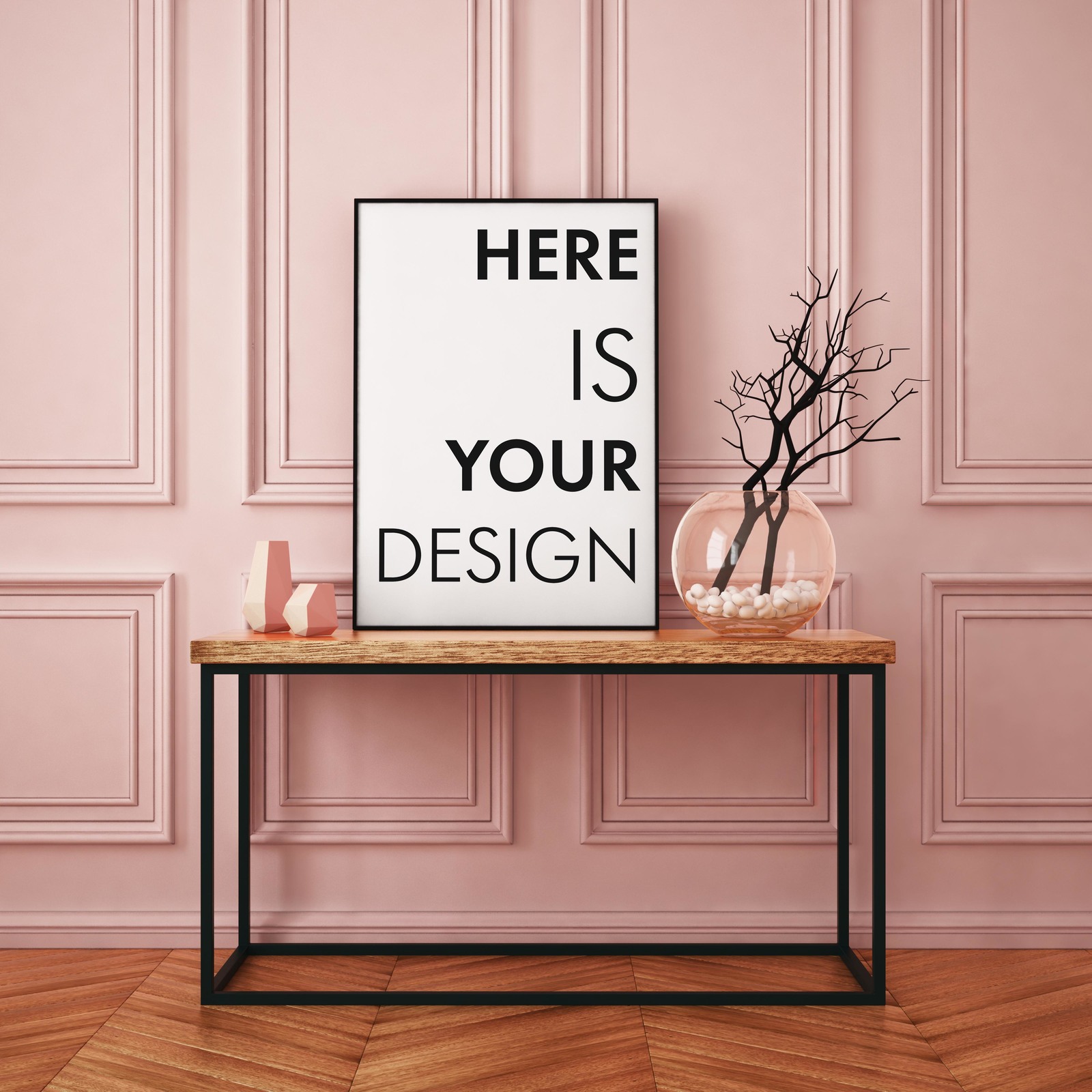 Poster on the console table Poster on the console table