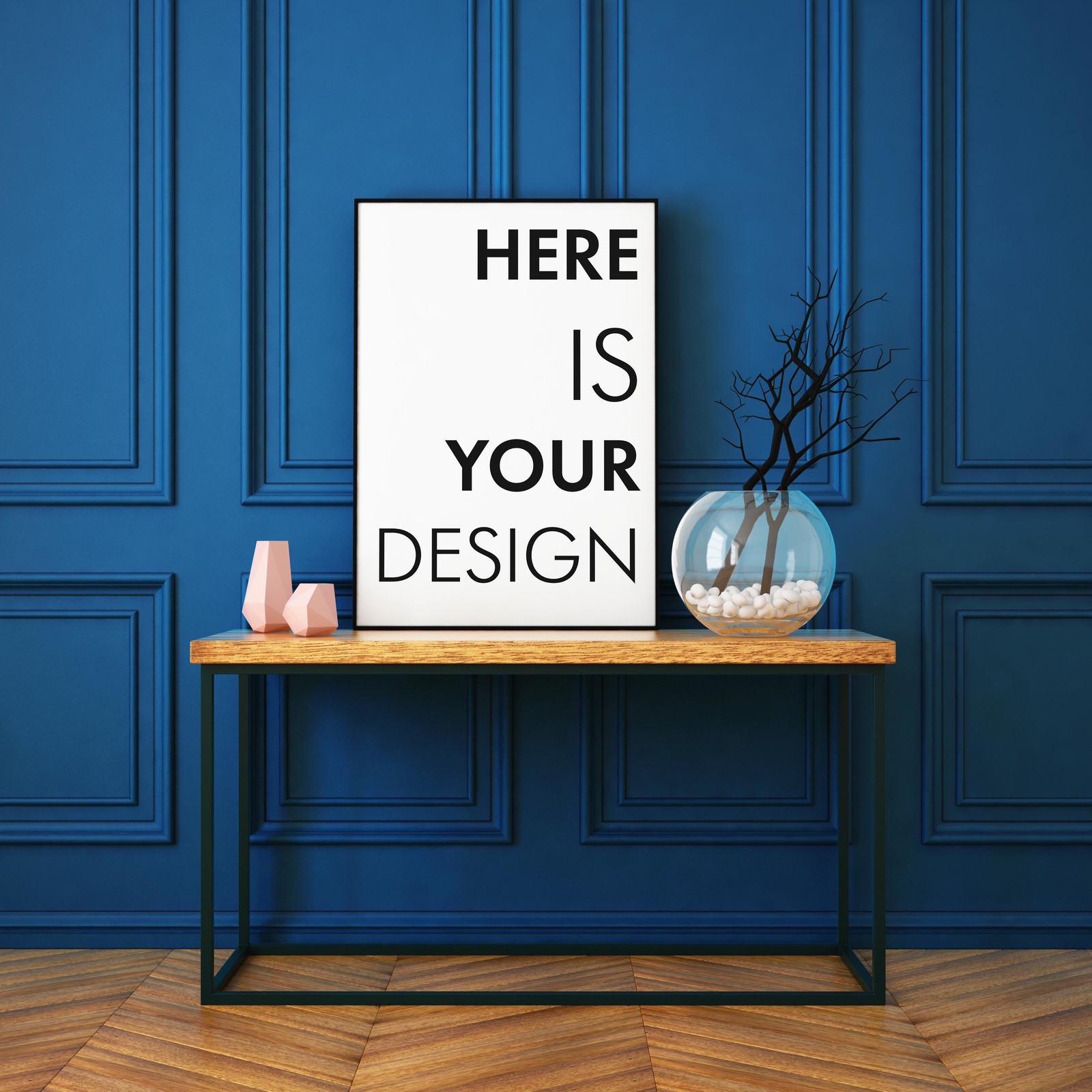 Poster on the console table Poster on the console table