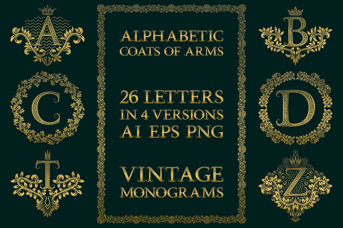 Vintage alphabetic coats of arms Vintage alphabetic coats of arms