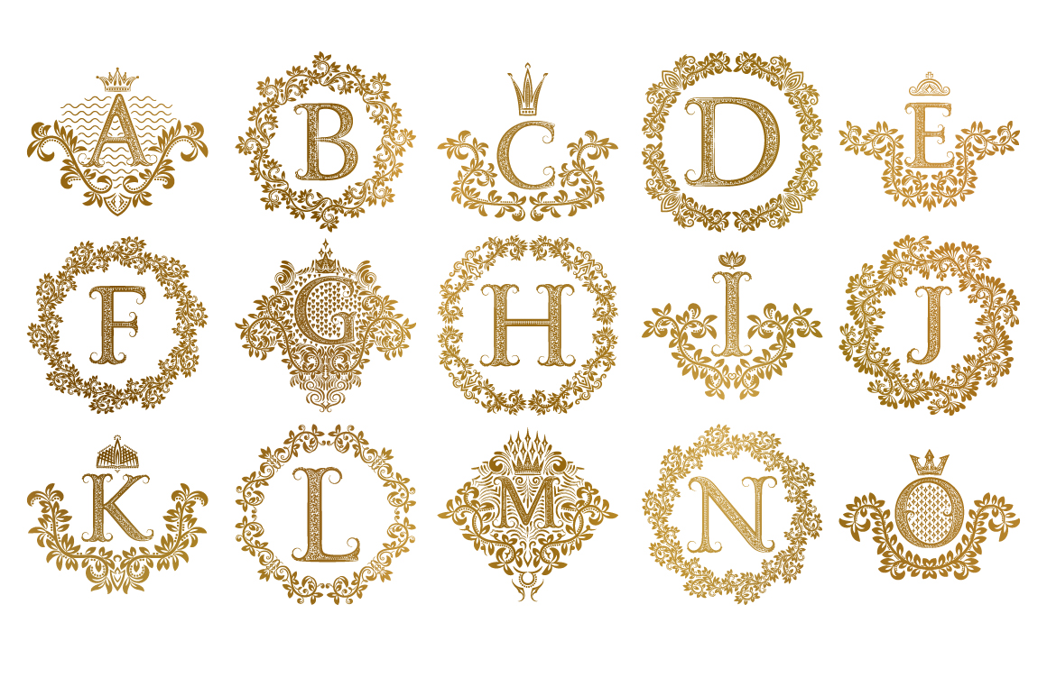 Vintage alphabetic coats of arms