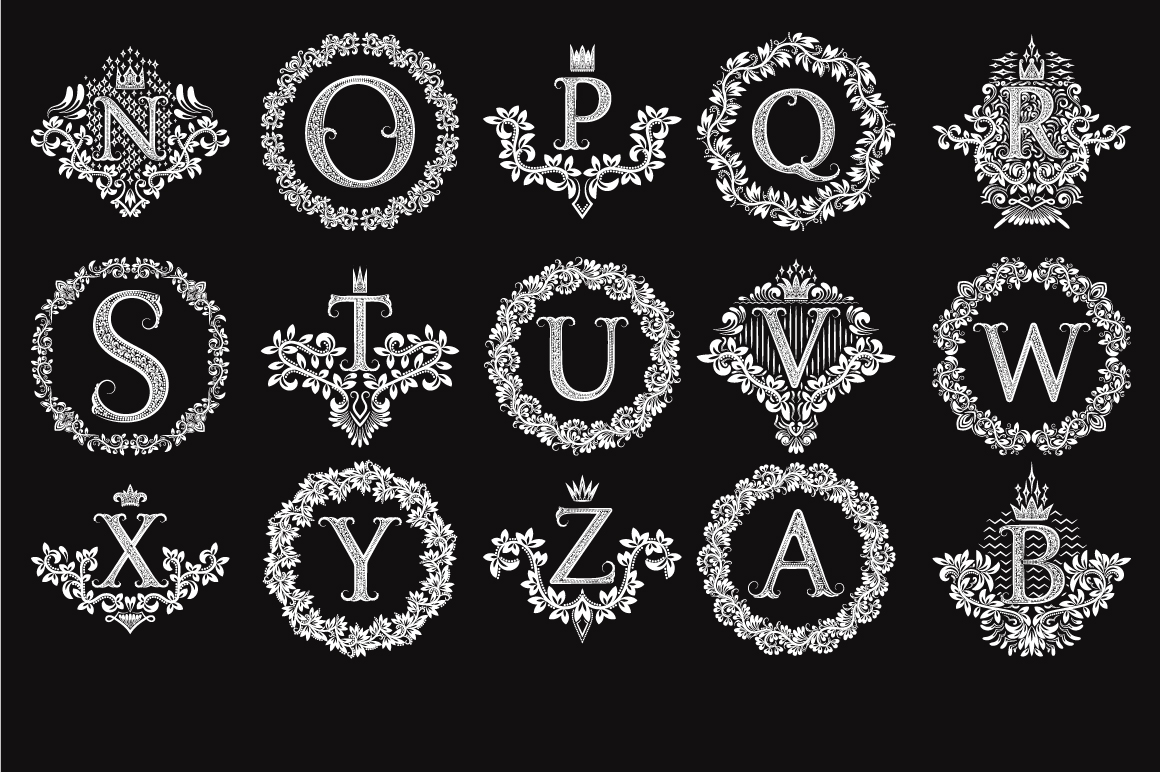 Vintage alphabetic coats of arms Vintage alphabetic coats of arms