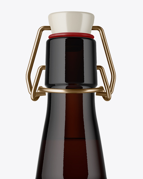 Dark Amber Glass Beugel Bottle Mockup