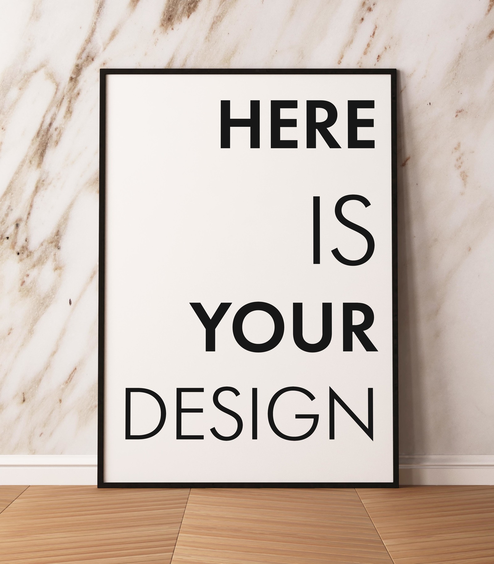 Mockup posters on a marble wall Mockup posters on a marble wall