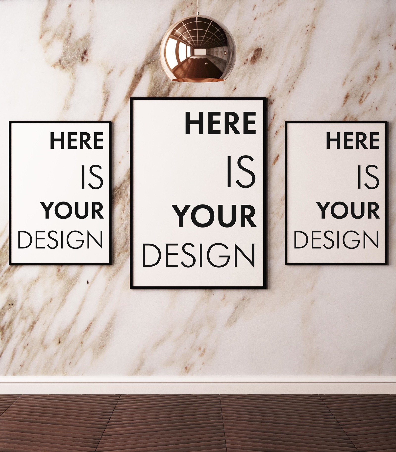 Mockup posters on a marble wall Mockup posters on a marble wall