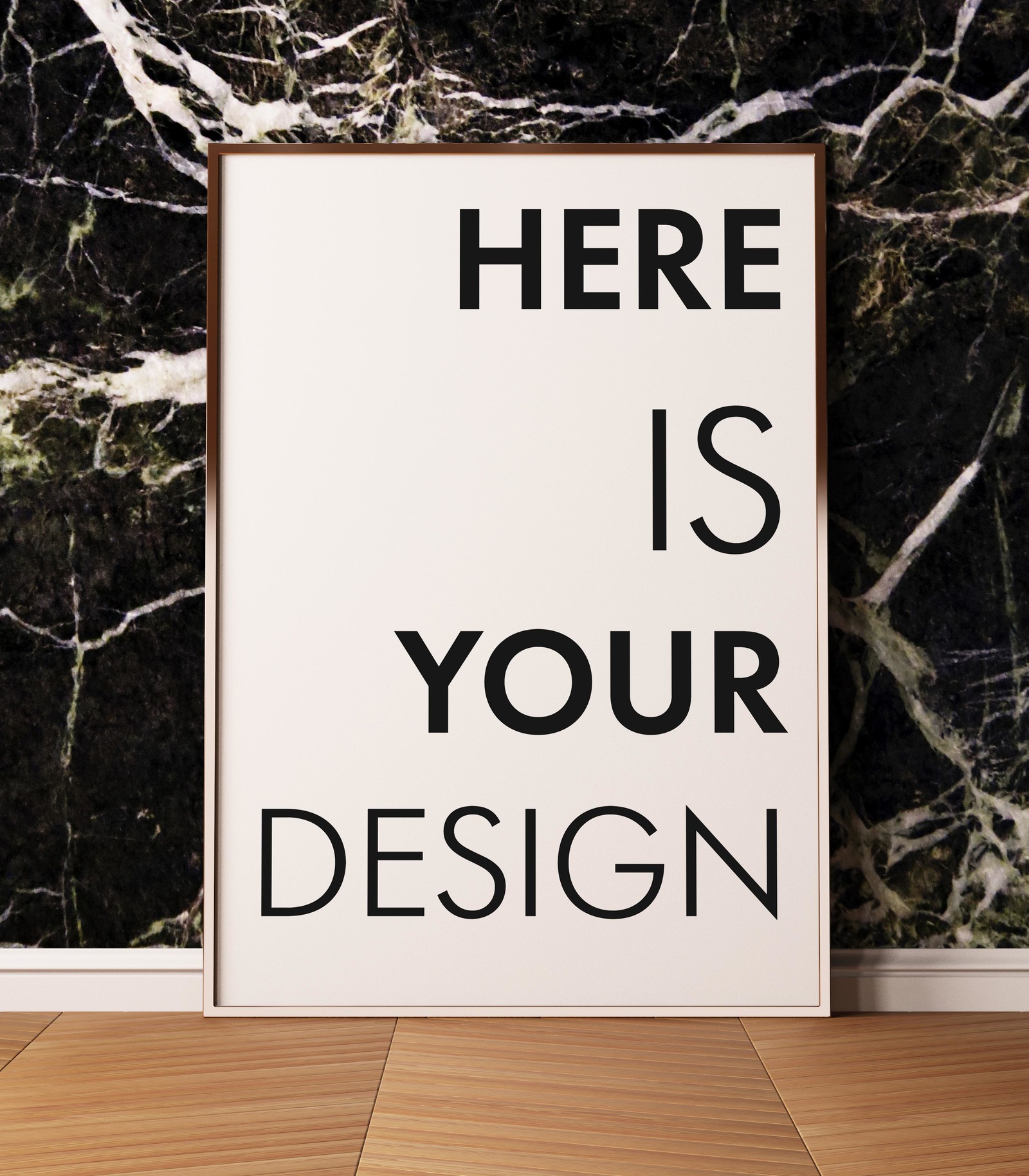 Mockup posters on a marble wall Mockup posters on a marble wall