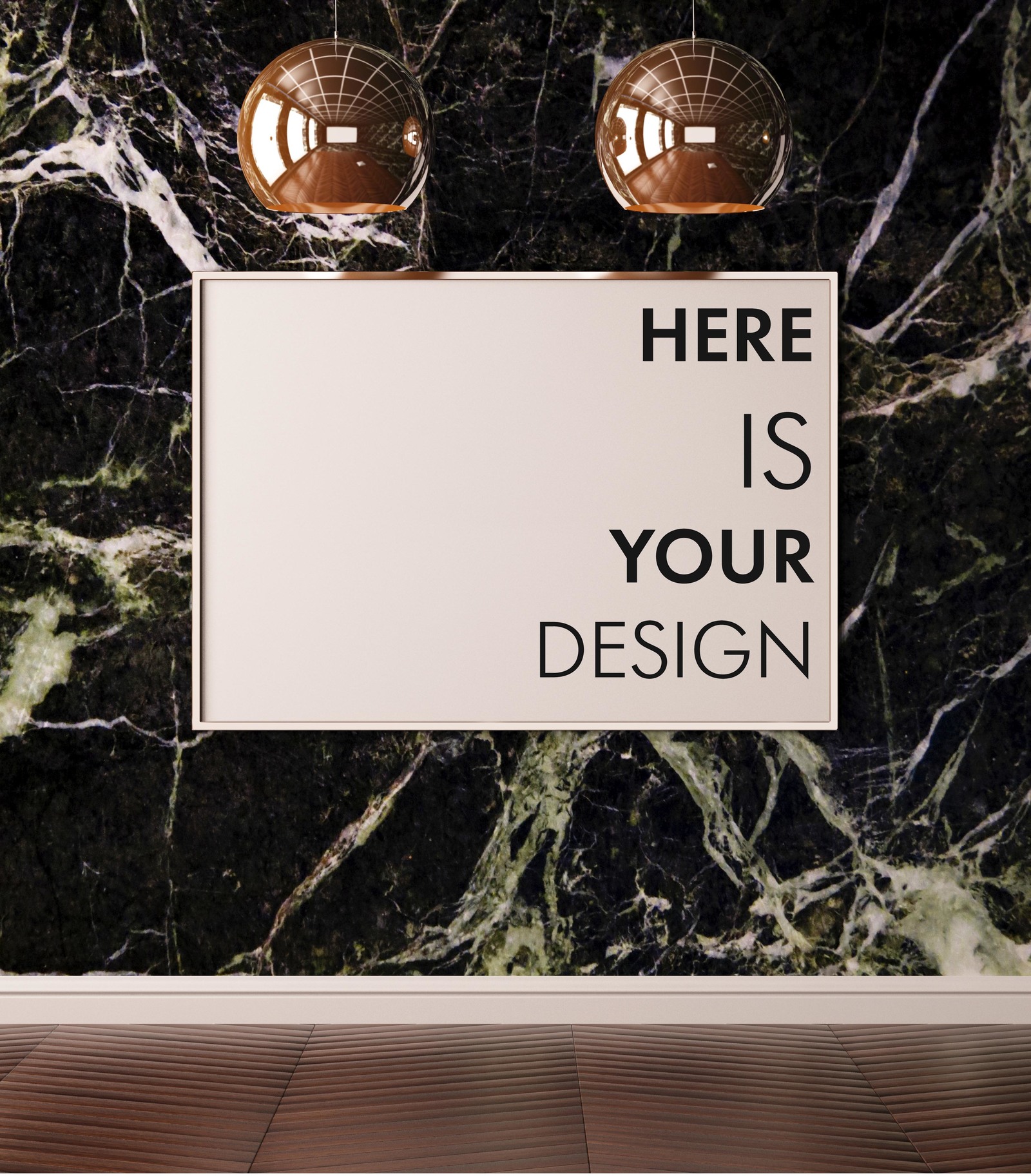 Mockup posters on a marble wall Mockup posters on a marble wall