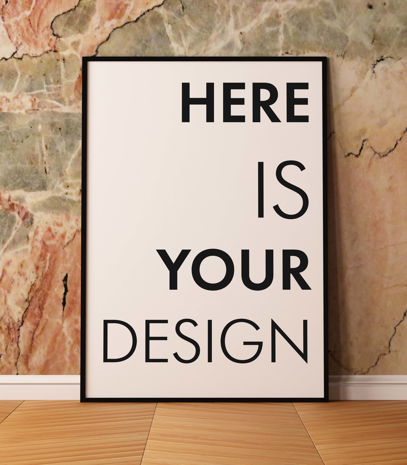 Mockup posters on a marble wall Mockup posters on a marble wall