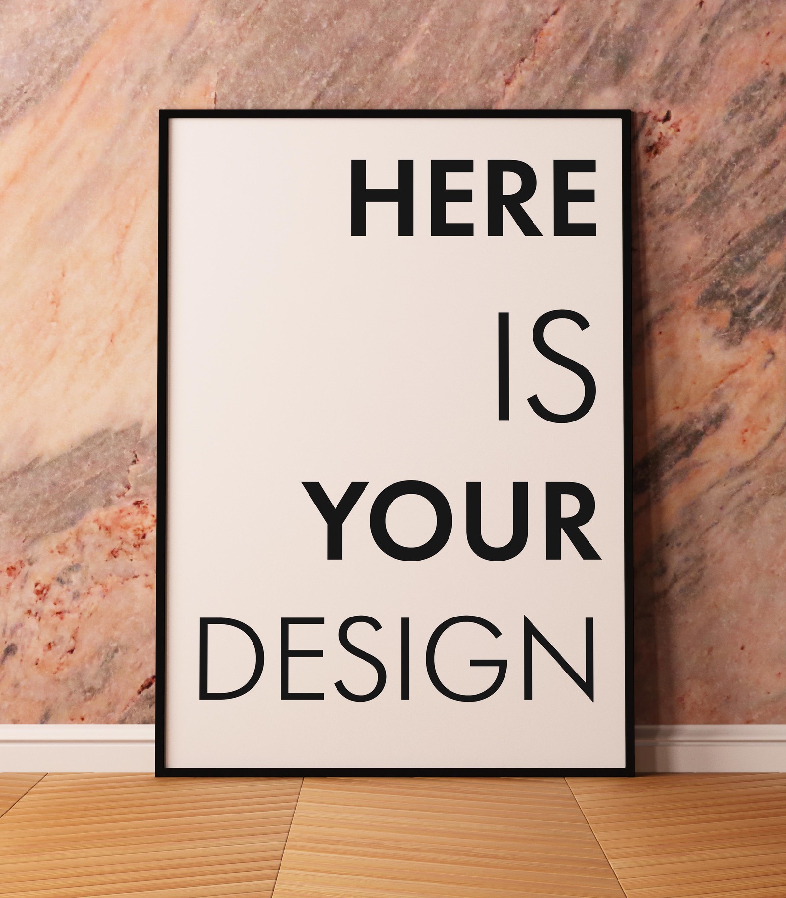 Mockup posters on a marble wall Mockup posters on a marble wall