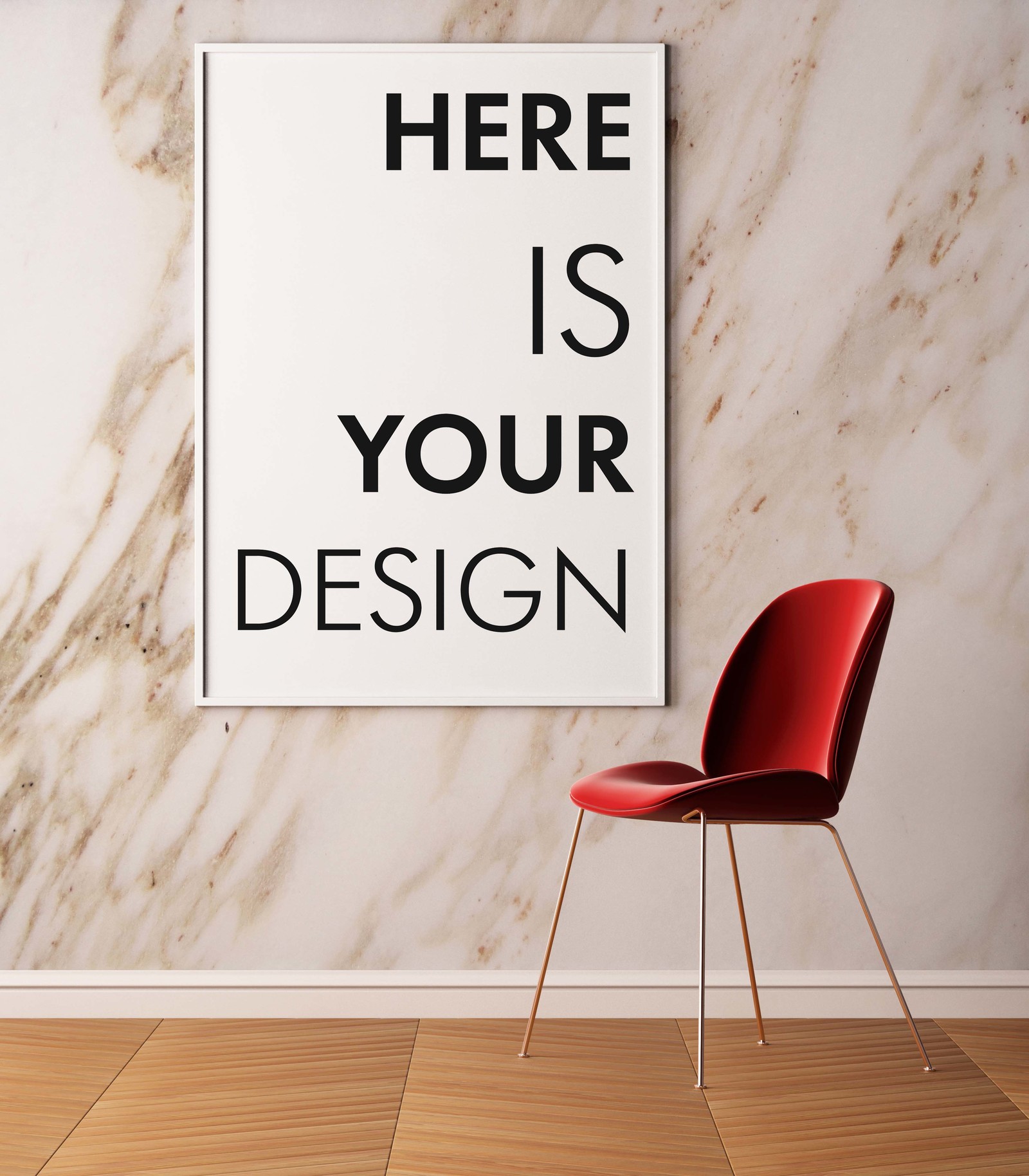 Mockup posters on a marble wall Mockup posters on a marble wall