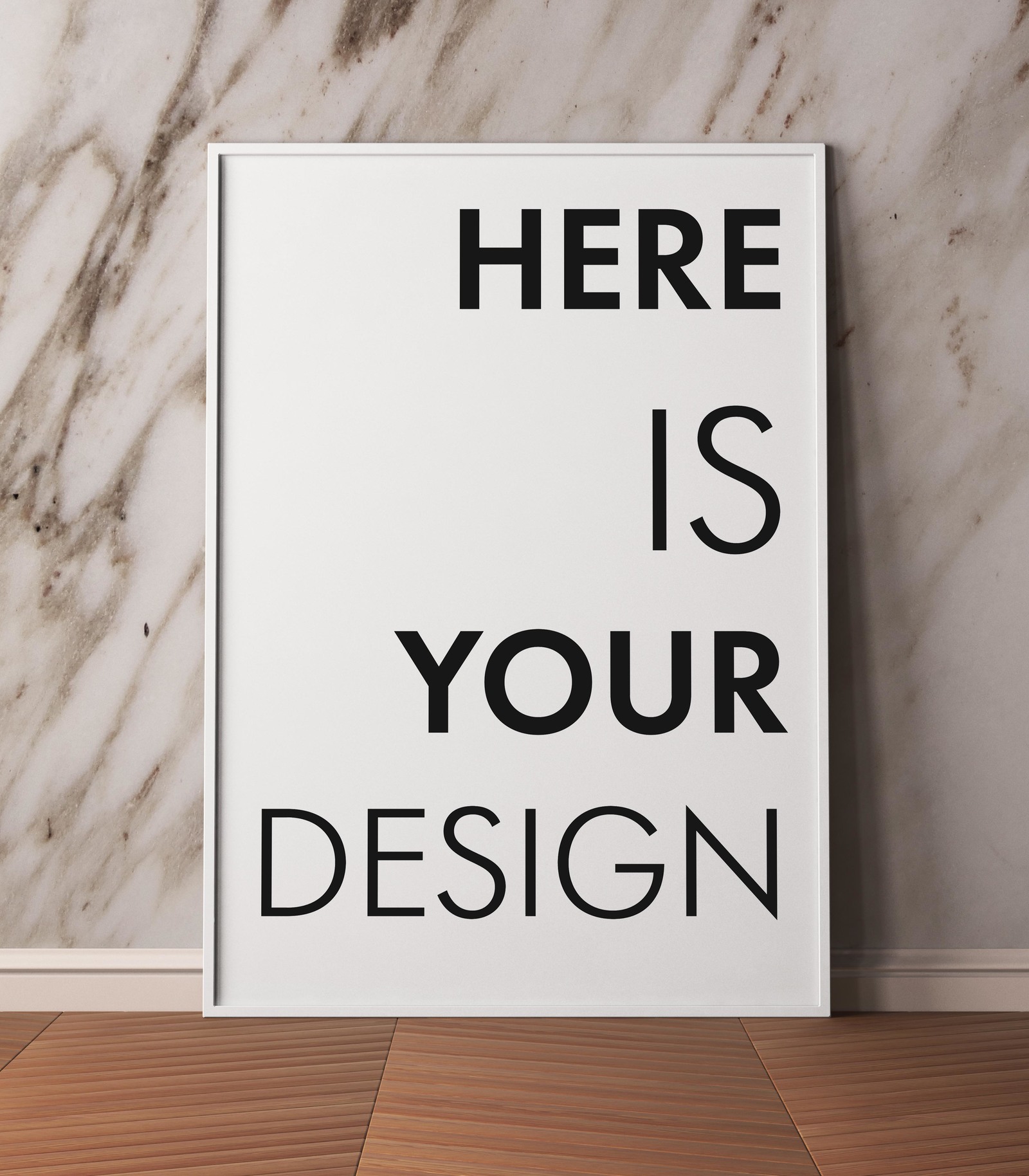 Mockup posters on a marble wall Mockup posters on a marble wall