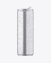 250ml Metallic Aluminium Can W/ Condensation Mockup - Front View