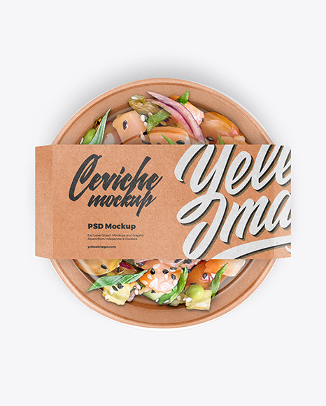 Paper Bowl with Ceviche Mockup