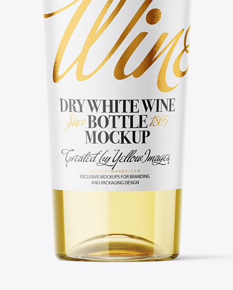 Clear Glass White Wine Bottle Mockup