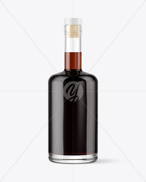 Clear Glass Bottle with Black Rum Mockup