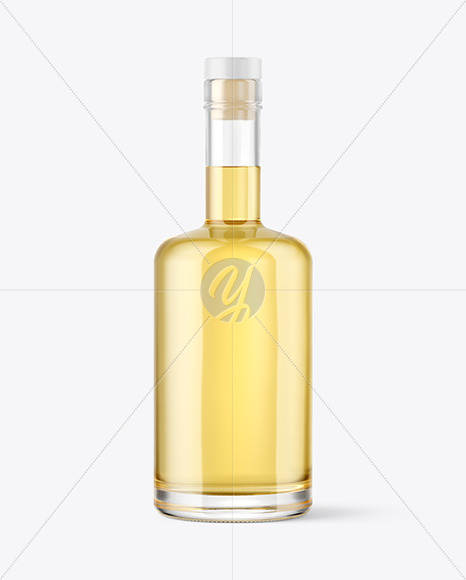 Clear Glass with Golden Tequila Bottle Mockup