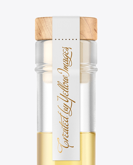 Clear Glass with Golden Tequila Bottle Mockup