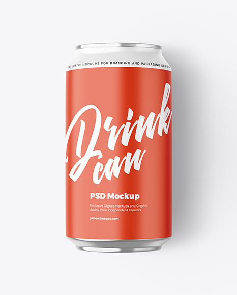 Aluminium Drink Can With Matte Finish Mockup