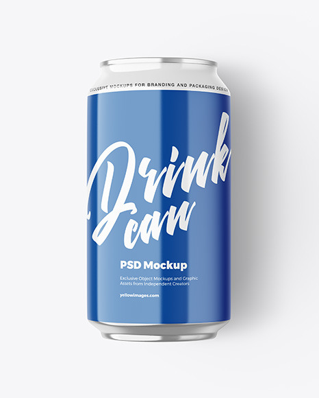 Aluminium Drink Can With Glossy Finish Mockup