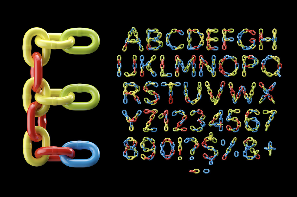 Colored Chain Font Colored Chain Font