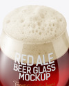 Tulip Glass With Red Ale Beer on a Coaster Mockup