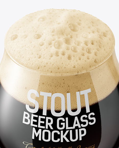 Tulip Glass With Stout Beer on a Coaster Mockup