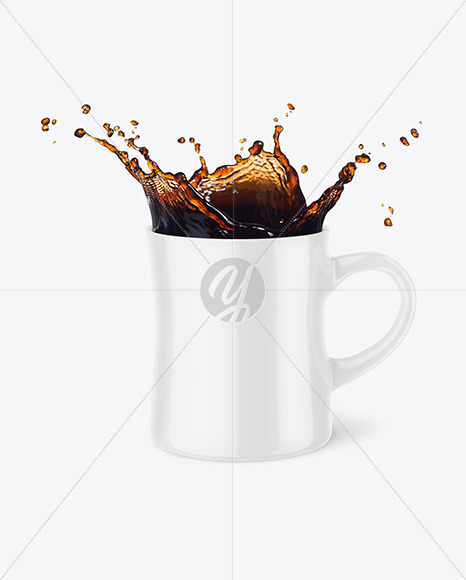 Glossy Mug w/ Coffee Splash Mockup