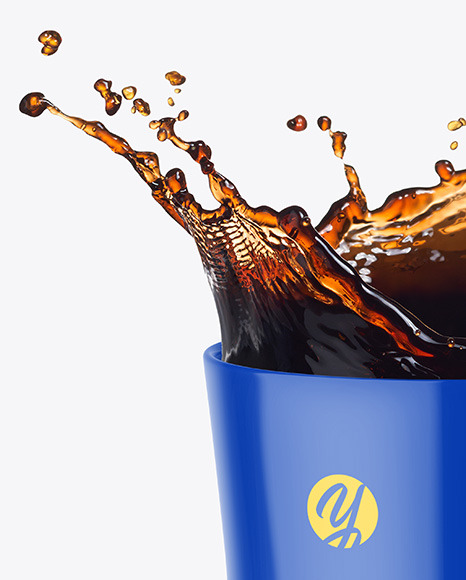 Glossy Mug w/ Coffee Splash Mockup