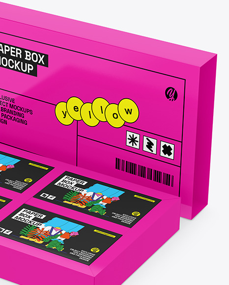 Glossy Paper Boxes With Four Boxes Mockup