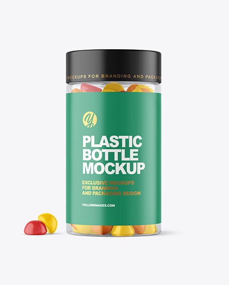 Plastic Bottle with Gummies Mockup