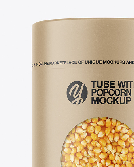 Kraft Tube With Popcorn Mockup