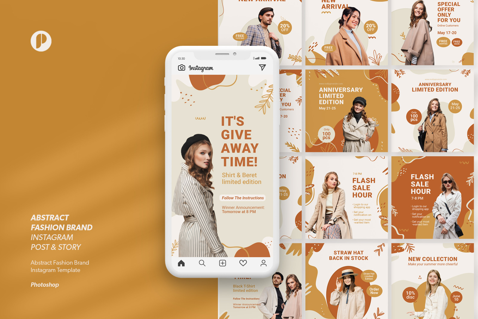 Bone White Abstract Fashion Brand Instagram Template Bone White Abstract Fashion Brand Instagram Template