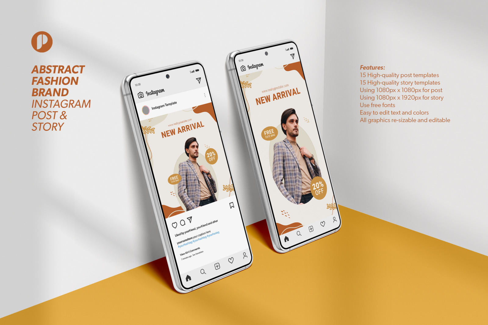 Bone White Abstract Fashion Brand Instagram Template Bone White Abstract Fashion Brand Instagram Template