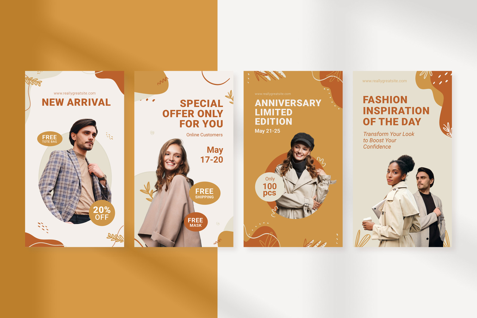 Bone White Abstract Fashion Brand Instagram Template Bone White Abstract Fashion Brand Instagram Template
