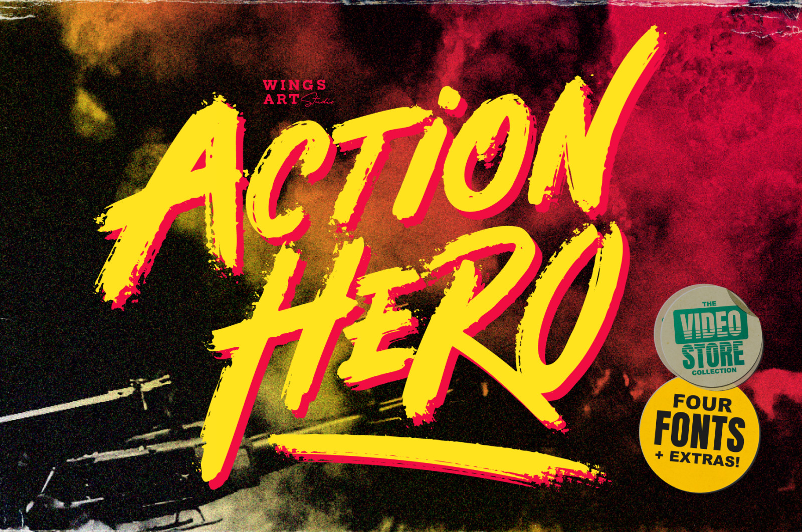 Action Hero - An Explosive 80s Movie Title Font Action Hero - An Explosive 80s Movie Title Font