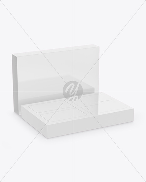 Glossy Paper Box With Four Boxes Mockup