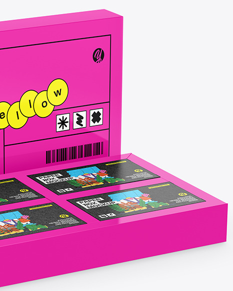 Glossy Paper Box With Four Boxes Mockup