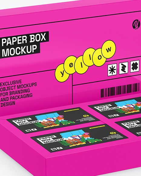 Glossy Paper Box With Four Boxes Mockup