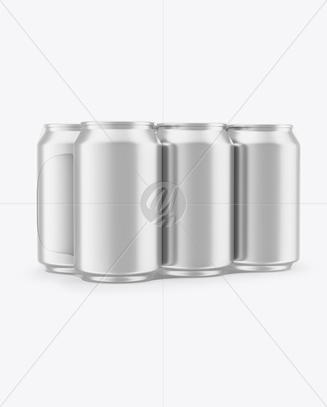 6 Metallic Cans Pack in Shrink Wrap Mockup