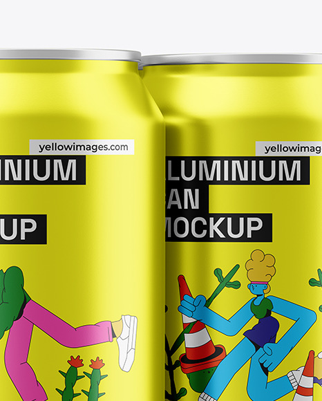 6 Metallic Cans Pack in Shrink Wrap Mockup