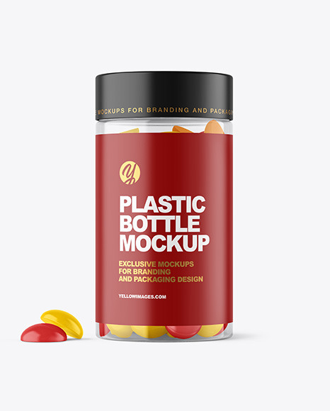 Plastic Bottle with Gummies Mockup